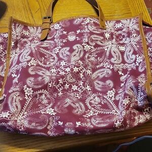 Mossimo Supply Co. Burgundy Paisley Tote with Tan Handles